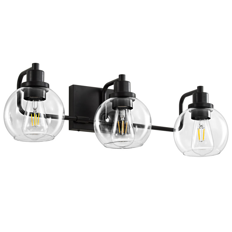 Éclairage de salle de bain 3 lumières à intensité variable, Noir mat