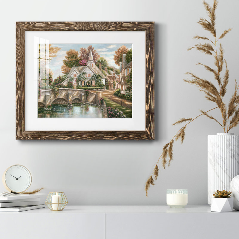 Country Church - peinture encadrée, Encadré de bois de noyer, H 24 po x l 18 po x P 1,5 po