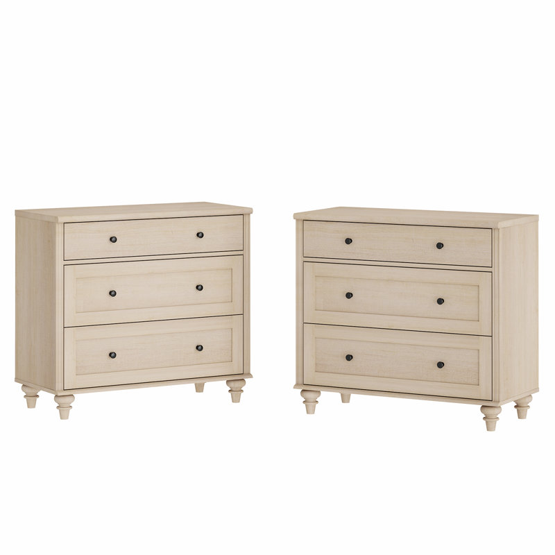 Ensemble de 2 tables de bout avec tiroirs, organisateur de rangement de placard en bois de style Mid-Century, beige clair