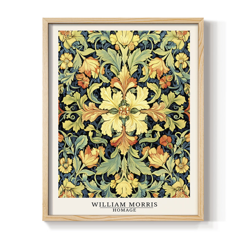 WM MORRIS Series CMXI Framed Print - Solid Wood, Natural, 30" H x 24" W