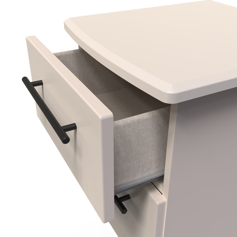 Fully Assembled Akkie 2 Drawer Bedside Table, Beige