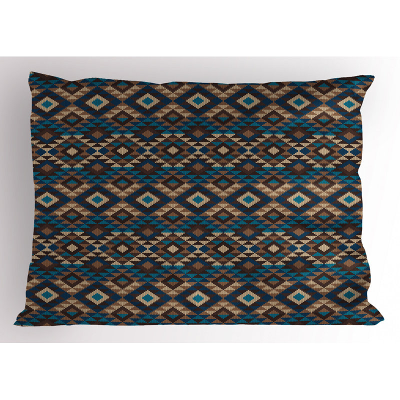 Blue/Brown Polyester Microfiber Piece Sham , Twin