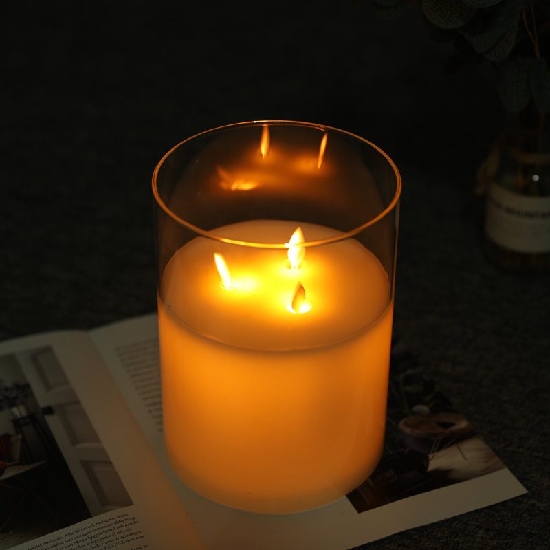 Bougie sans flamme et sans parfum, Blanc, 9,53 po x 7,48 po