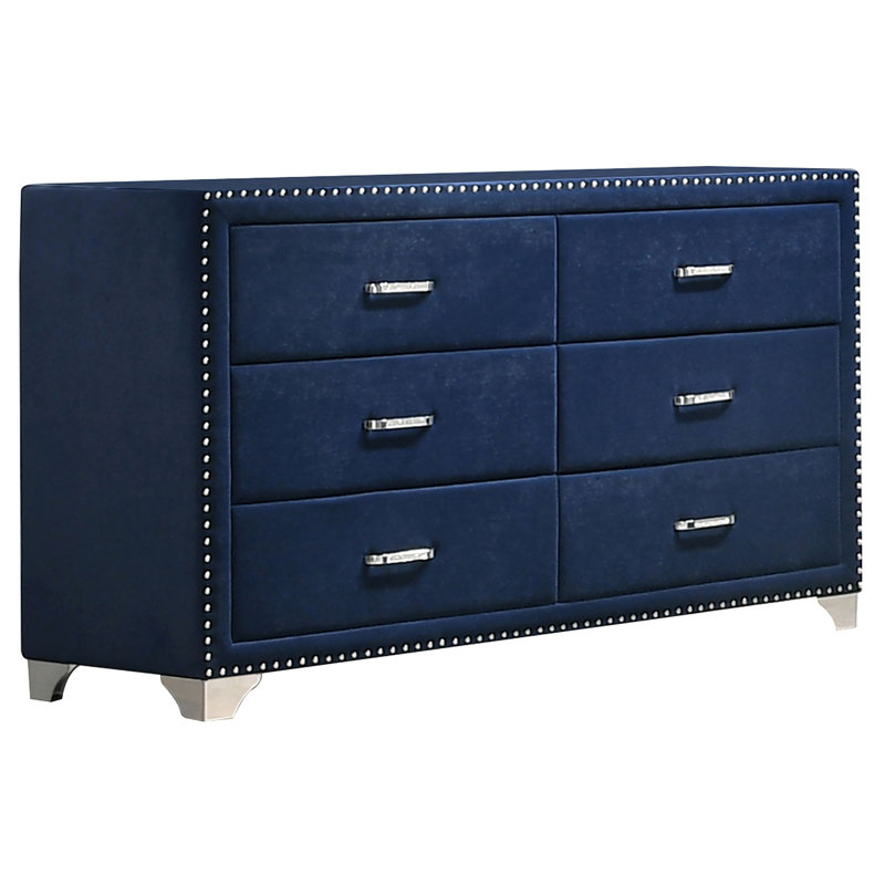 Commode rembourrée 6 tiroirs Pacific Blue