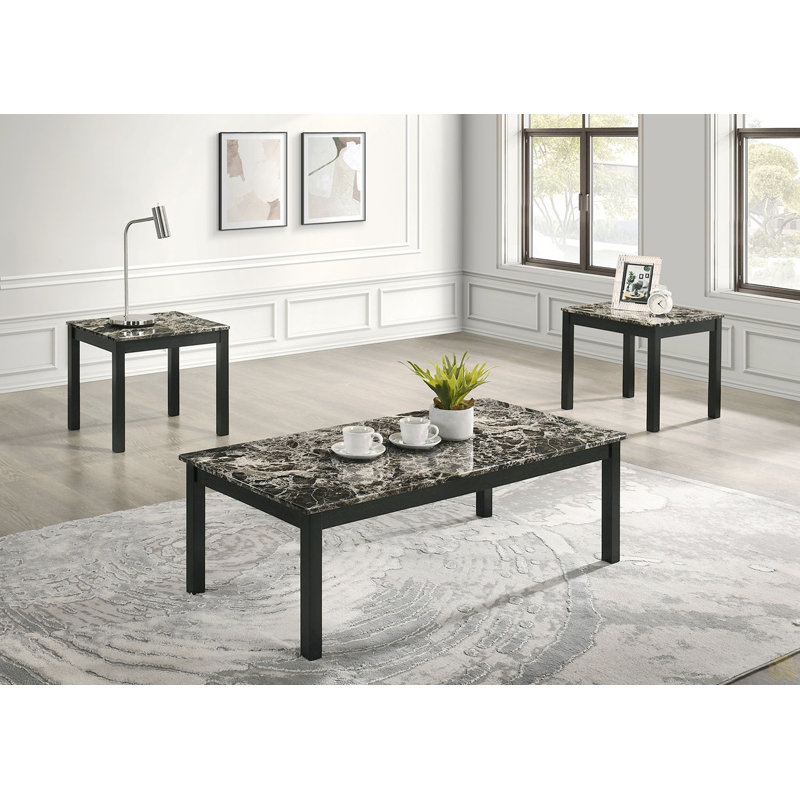 Ensemble de table 3 pièces 1 table basse 2 tables de bout, Gris