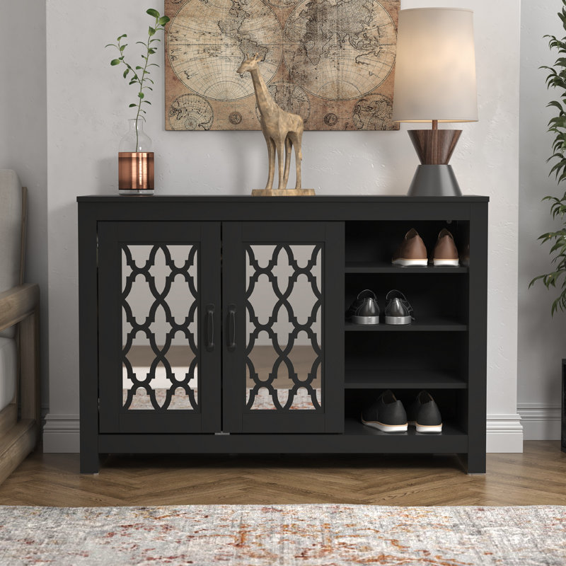 Chessani 16 Pair Shoe Storage Cabinet, Black