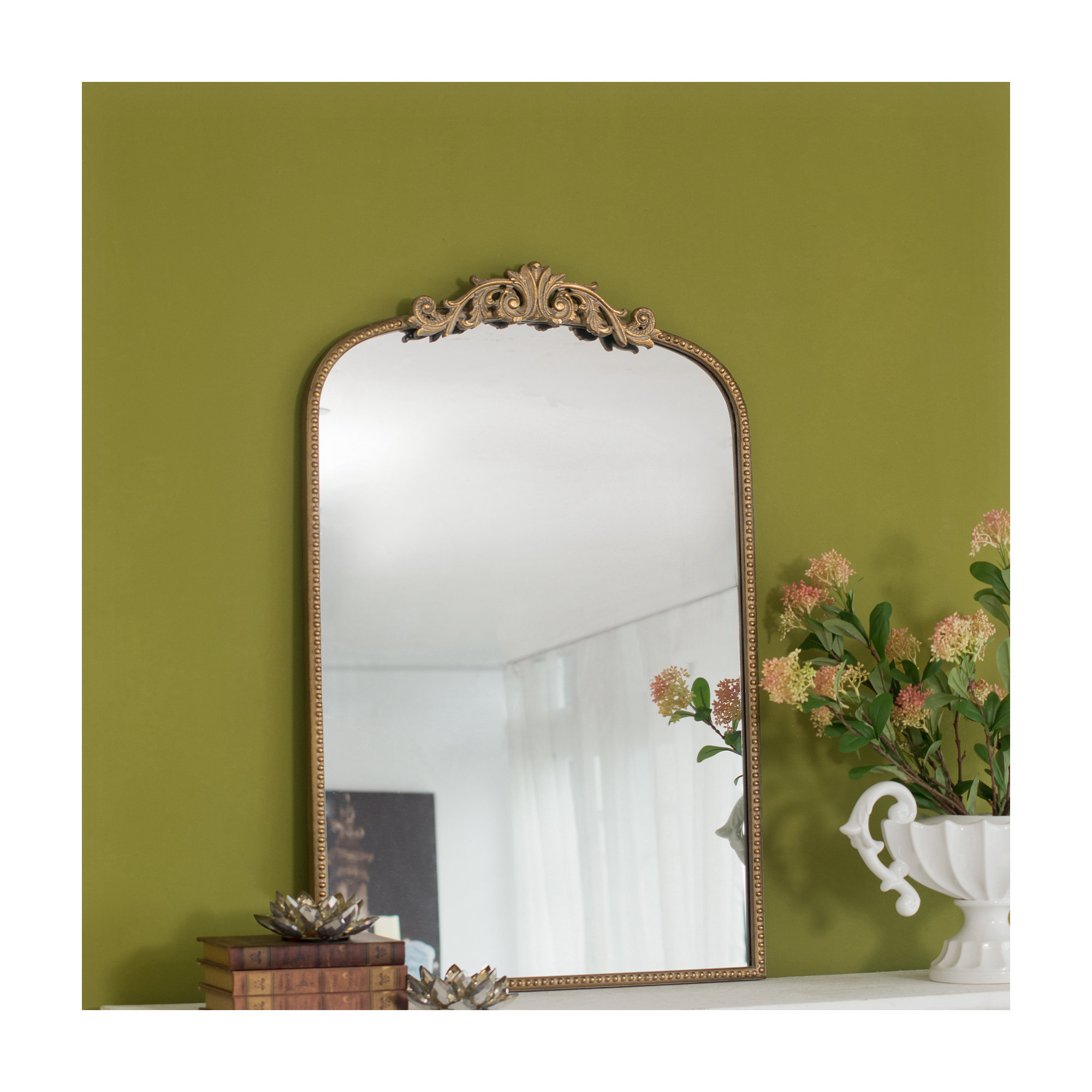 Emmeline Metal Arch Mirror, 66" x 36", Gold