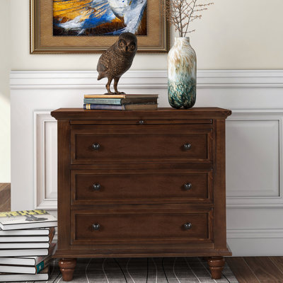 3-Drawer Storage Wood Cabinet, End Table With Pull Out Tray, Ideal For Multiple Spaces And Efficient Organization