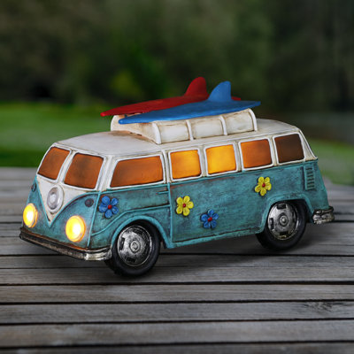 Exhart Solar Retro Bus Garden Statue, 7 Inch