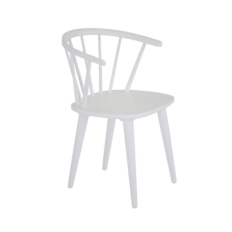 Veasna 45cm H Solid Wood Windsor Back Side Chair, White
