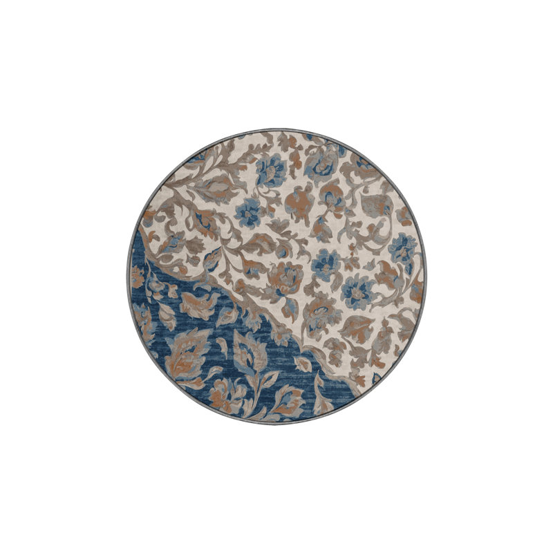 Machine Washable Gray Area Rug, Round 6'