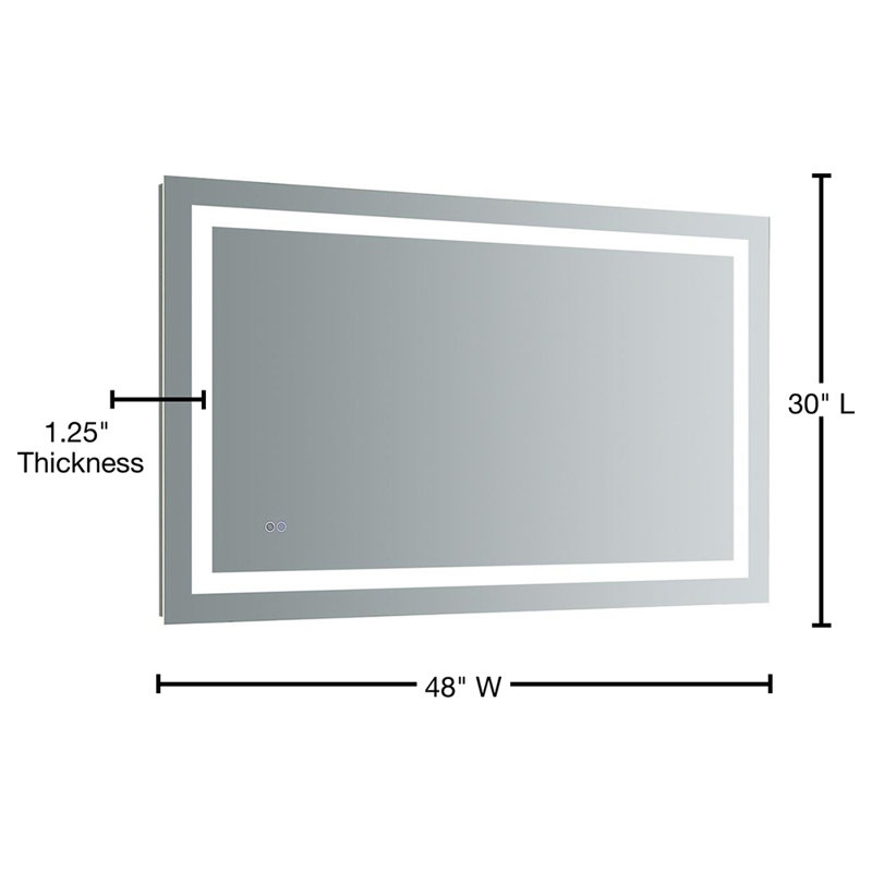 Sleek 48"x30" Transitional Frameless Vanity Mirror with LED & Defogger