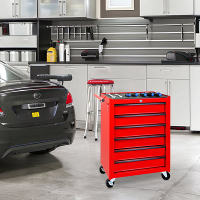 Rolling Metal Tool Chest with 6 Drawers, 20" 6-Drawer Tool Chest Cabinet with Ball Bearing Drawer Slides, Steel Tool Storage Box Organizer