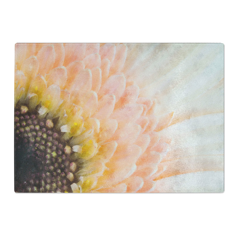 Tempered Glass Petals of a Pink Gerbera Flower Chopping Board, 20 cm x 28.5 cm