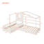 Lit double en bois massif avec structure en L en bois massif avec clôture et structure à lattes, blanc-1231138977