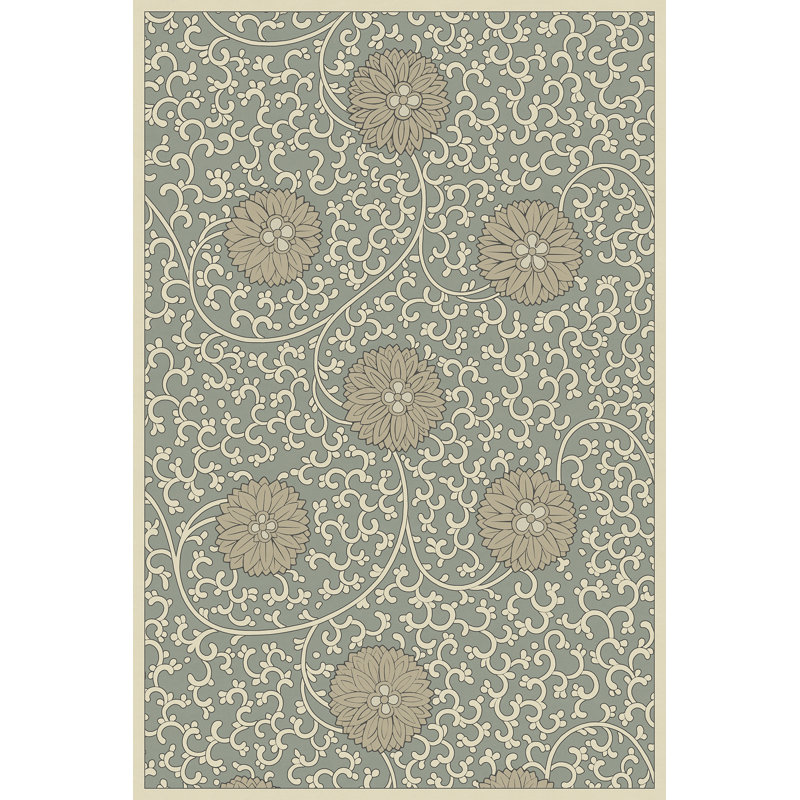 Hawarden Vinyl Floral Indoor Rug, Rectangle 4' x 6'
