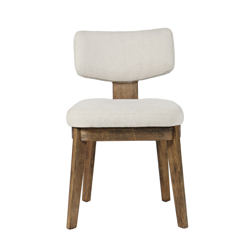 Albore Mid-Century Modern Split Back Upholstered Dining Chair (Set of 2), Chestnut