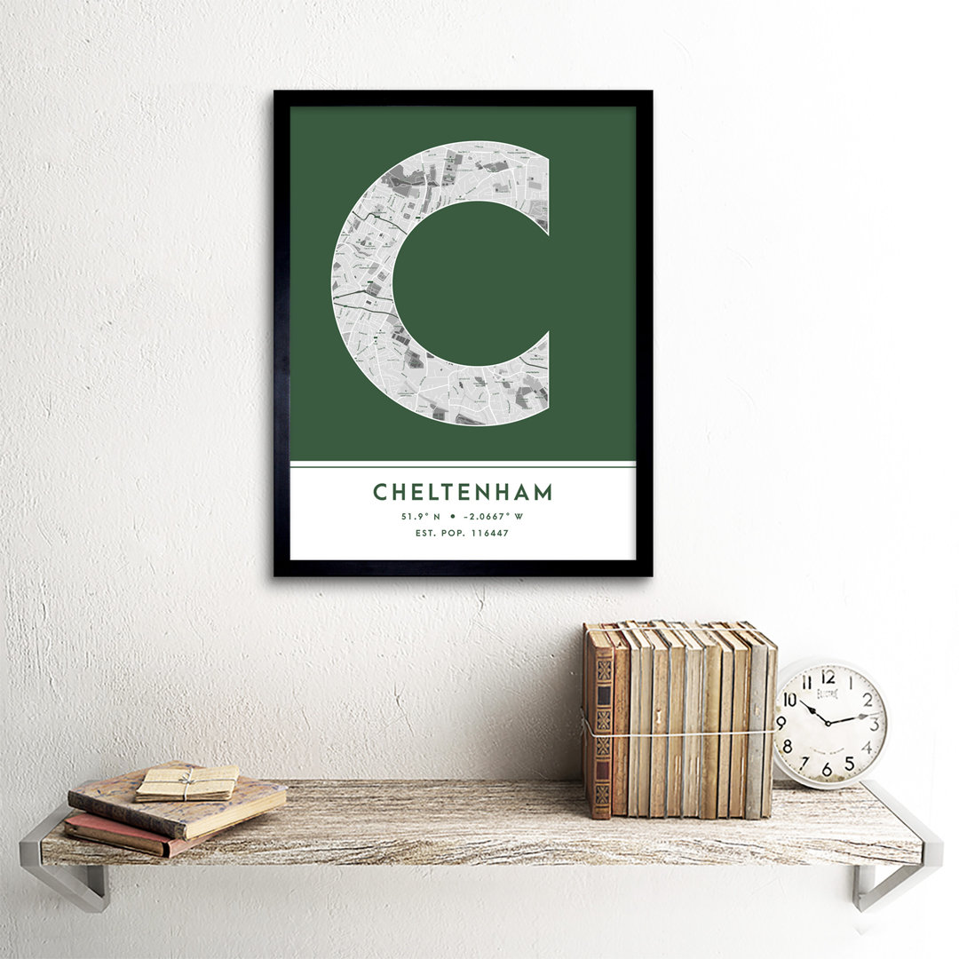 Cheltenham England United Kingdom City Map Green - Single Picture Frame Typography