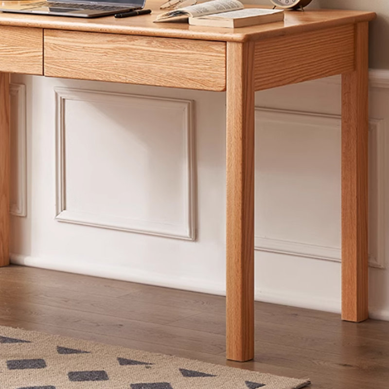 Bureau à double tiroir en chêne beige, H 29,52 po x l 31,49 po x P 18,89 po