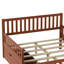 Lit plateforme double en bois pleine grandeur avec garde-corps et deux tiroirs de rangement, conception durable et peu encombrante-1074990530