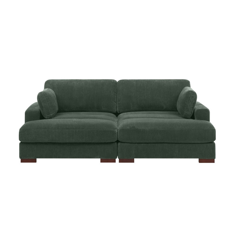 Large Seating Chaise Loveseat, Dark Green