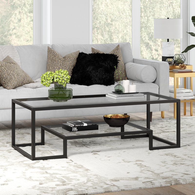Frame Coffee Table with Storage, 43.18cm H x 137.16cm W x 60.96cm D, Blackened Bronze