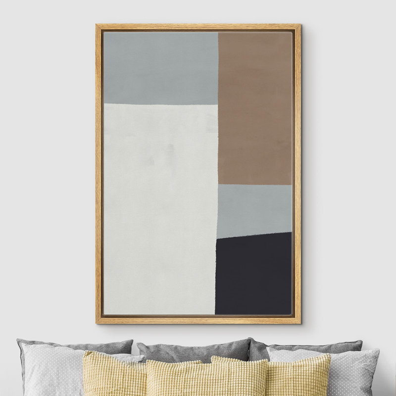 Brun, gris et noir, taches de couleur, motifs géométriques, minimalisme, style Mid-Century, Naturel, H 36 po x l 24 po