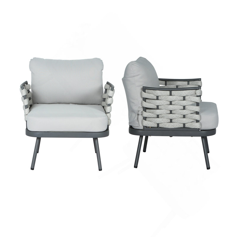 Steel Club Chair Set of 2, Gray, Gray, Black