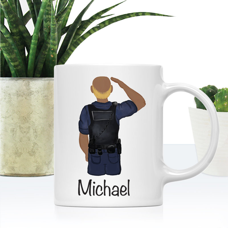 Tasse à café personnalisée, Jaune / homme, agent de police 1, Oui