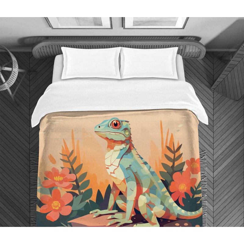 Vibrant Iguana Bedding, Twin Extra Long Comforter