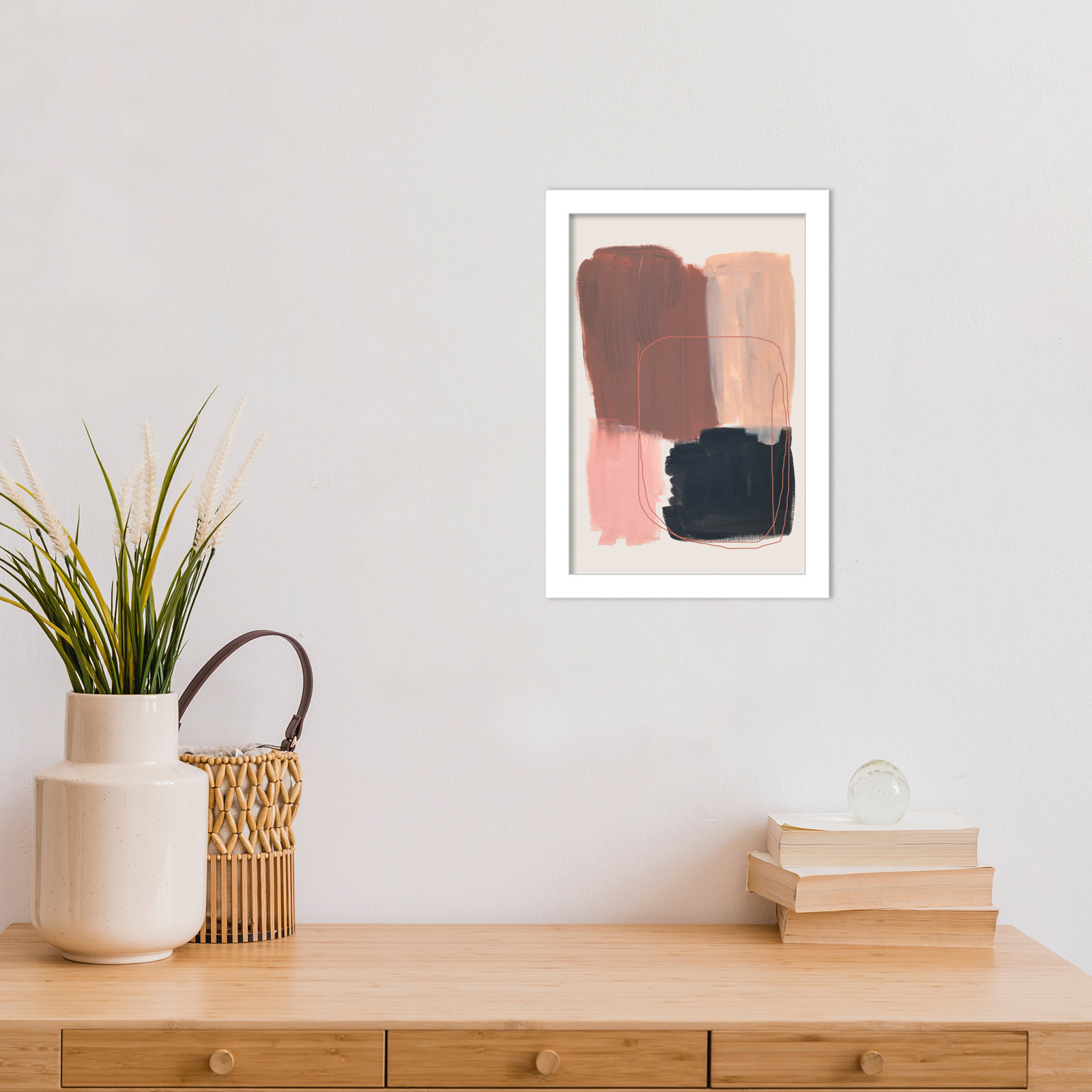 Rience "Abstract Brush Strokes 120" Print, White, 13" H x 9" W
