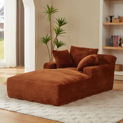 Fauteuil confortable en velours côtelé orange, canapé-lit d'intérieur pour la détente, ensemble de printemps, sans assemblage, siège ergonomique de haute qualité, bureau moderne, coussin, design relaxant
