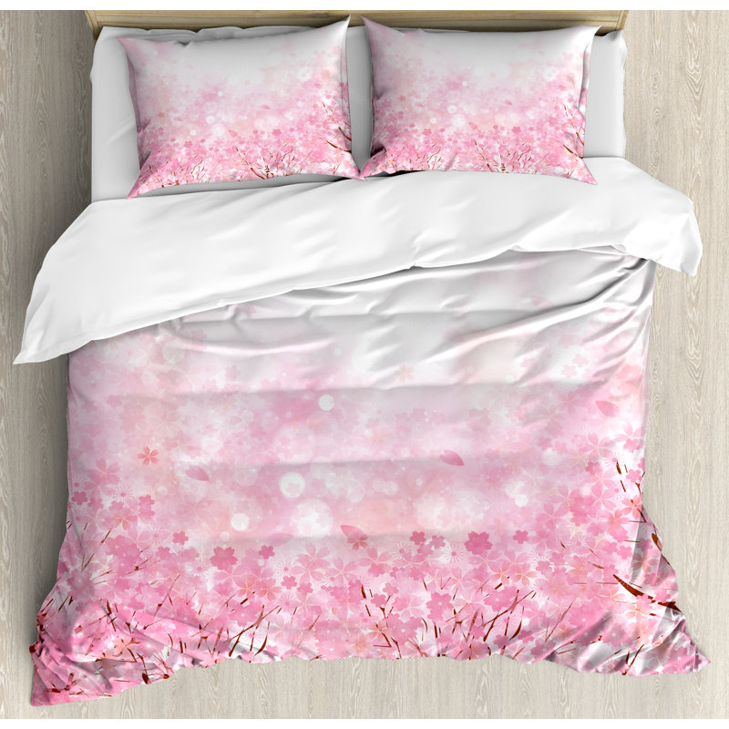 Modern & Contemporary Polyester Floral Duvet Cover, Queen Duvet Cover + 2 Pillow Shams
