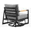 Fauteuil oscillant d'extérieur noir en aluminium et en bois noir avec coussins gris, pivotant à 360 degrés, glissant pour un confort optimal, résistant aux intempéries, à la rouille, sans assemblage, cadre facile à nettoyer entièrement assemblé,