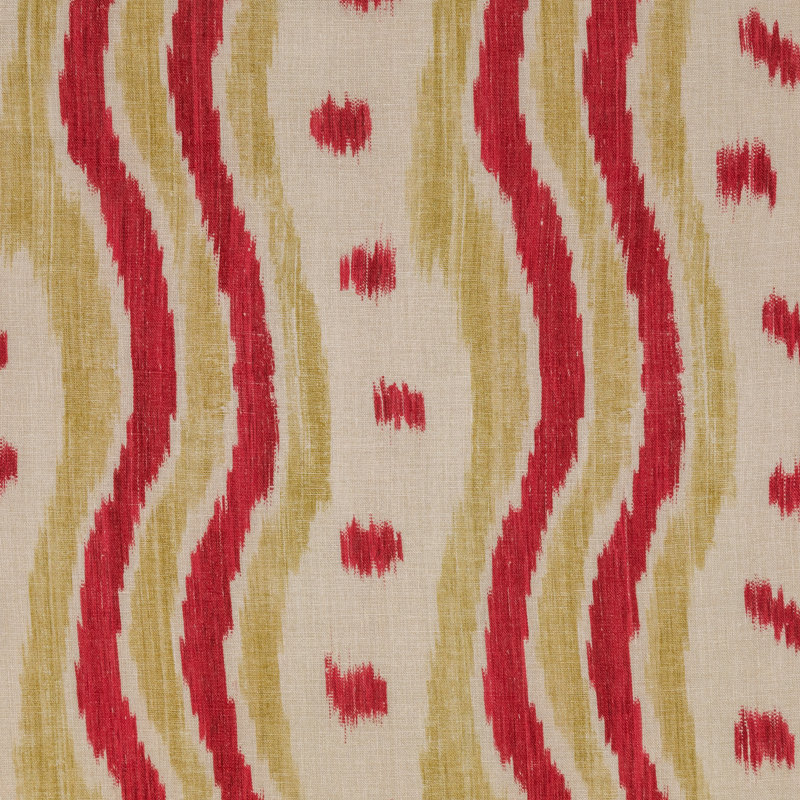 Ikat Stripe Fabric, Red/Green