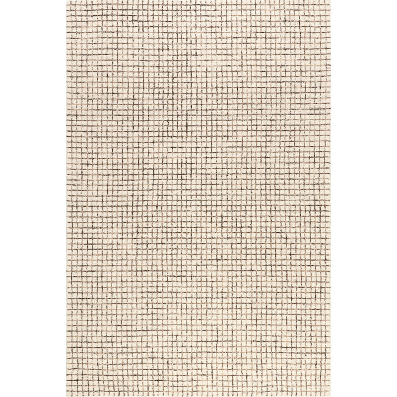 Cream Hand-Tufted Wool Round Area Rug, 8'