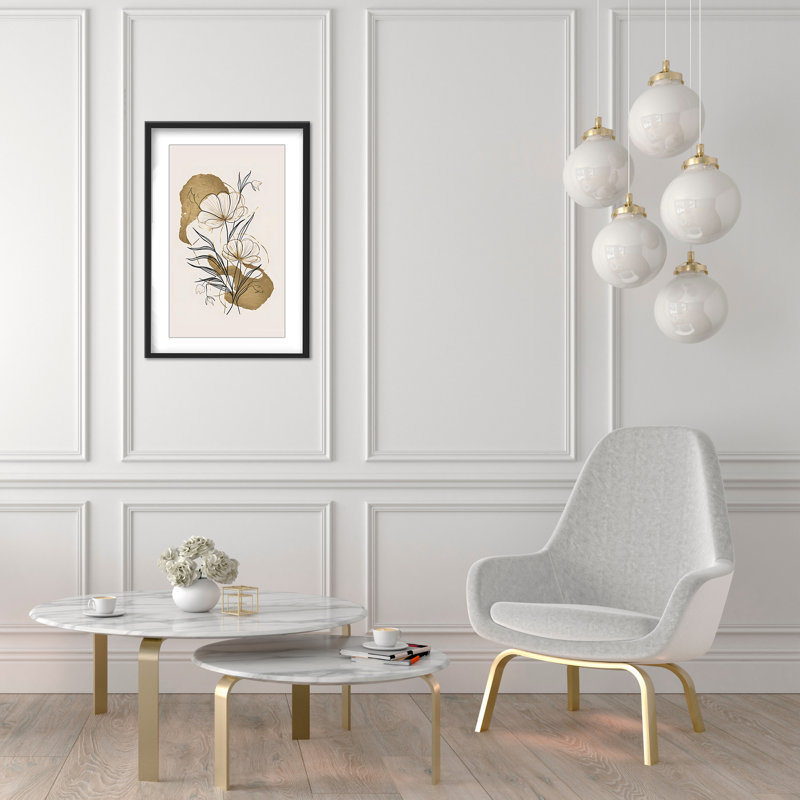 Nature Inspired Flowers And Gold, 48" H x 32" W
