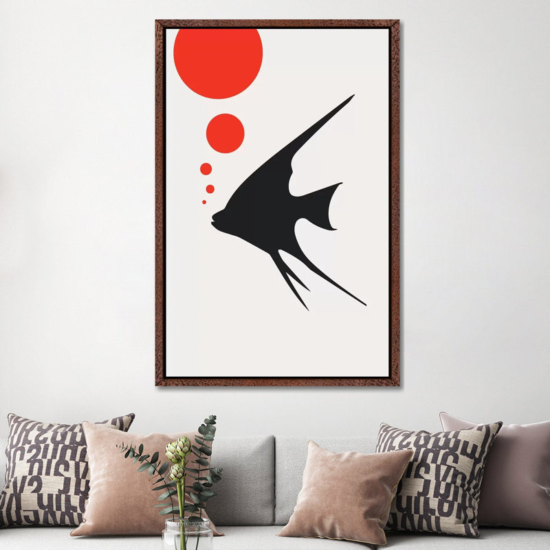 Blub Blub by Kubistika - Print on Canvas, Classic Brown Wood Floater Framed, 152.4cm H x 101.6cm W x 3.81cm D