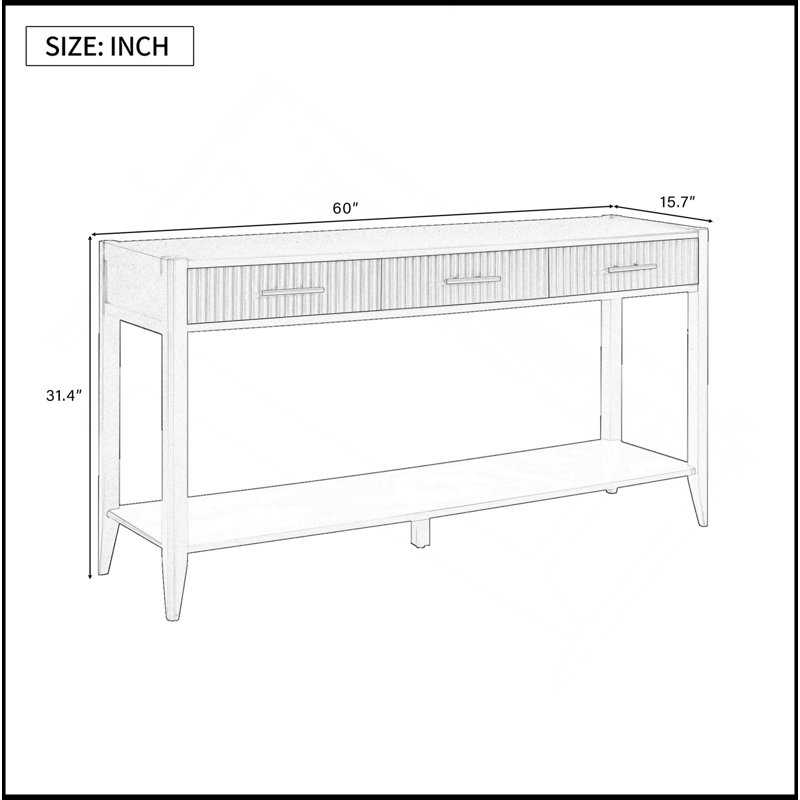 60" Painted Console Table With 3 Drawers,Wooden Entryway Table With Storage Shelf, Farmhouse Sofa Table For Living Room, Hallway,Entryway, Foyer, Corridor(Navy Blue)
