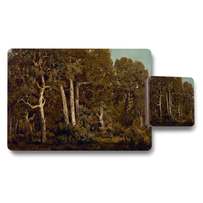 Classic Landscape River Scene Placemat and Coaster Set for Table Decor