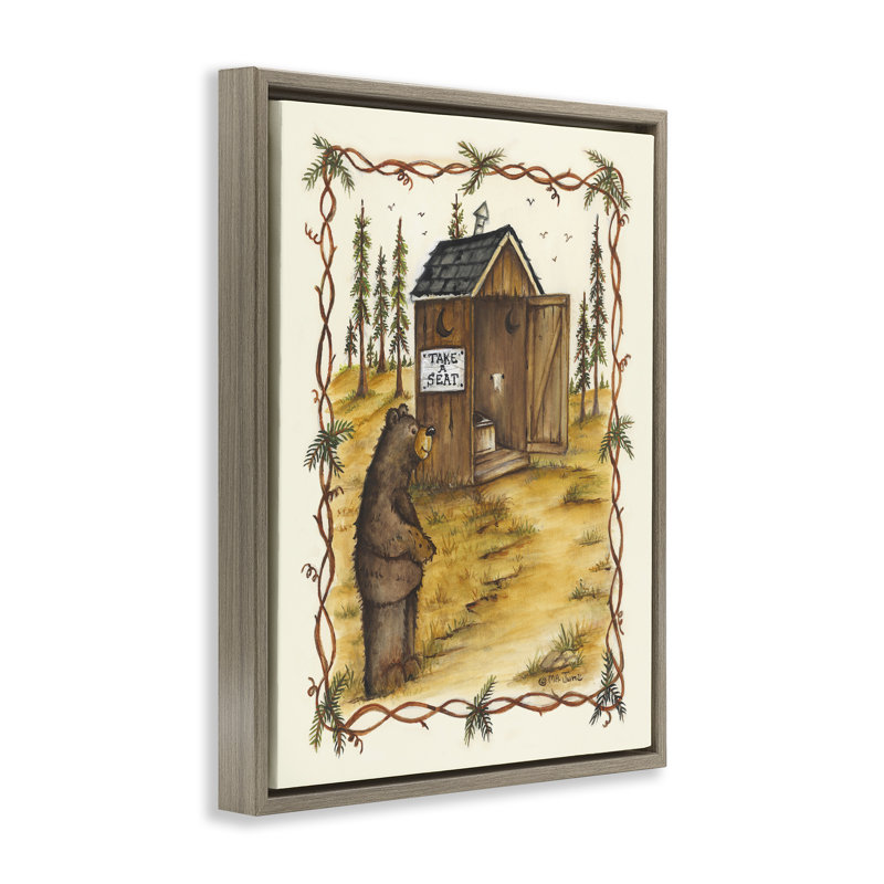 Art mural sur toile «Take A Seat Outhouse Floater» par Mary Ann June, Cadre flottant orme Montalcino, H 21 po x l 17 po