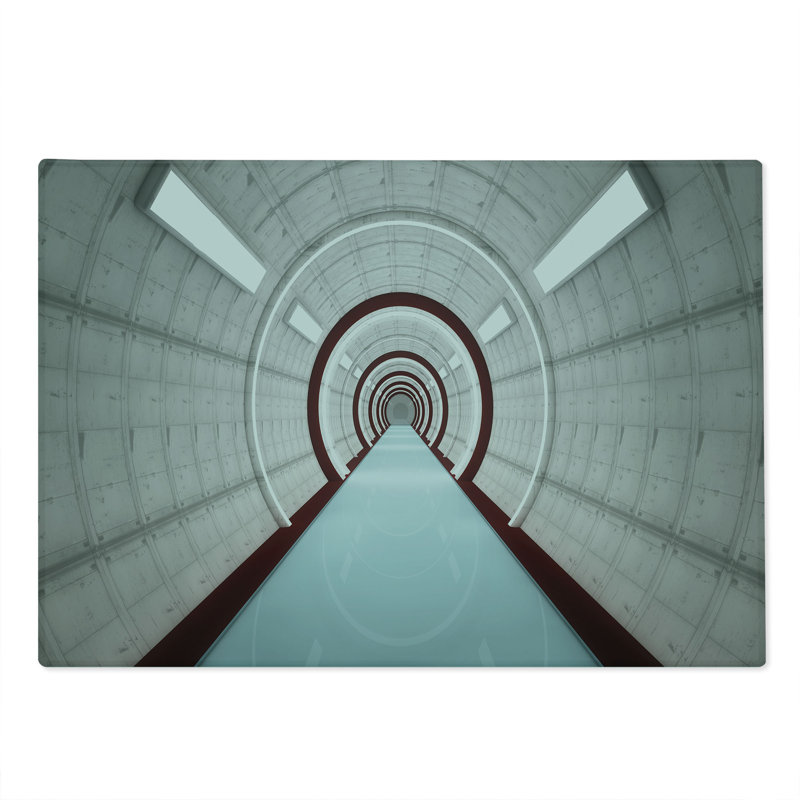 Ambesonne Science Cutting Board Large Size Futuristic Corridor Grey