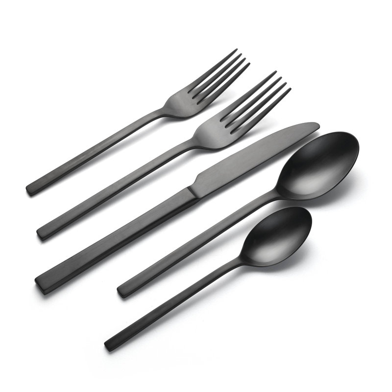 Oneida Allay Midnight 20-Piece Everyday Flatware Set, Black