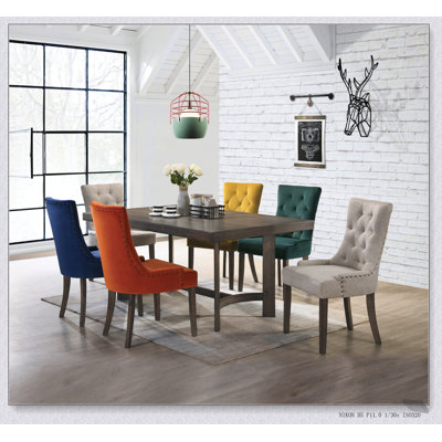 Farren Weathered Oak Finish 11-Piece Dining Room Set with Spacious Table and Comfortable Seating, Perfect for Family Gatherings and Special Occasions.