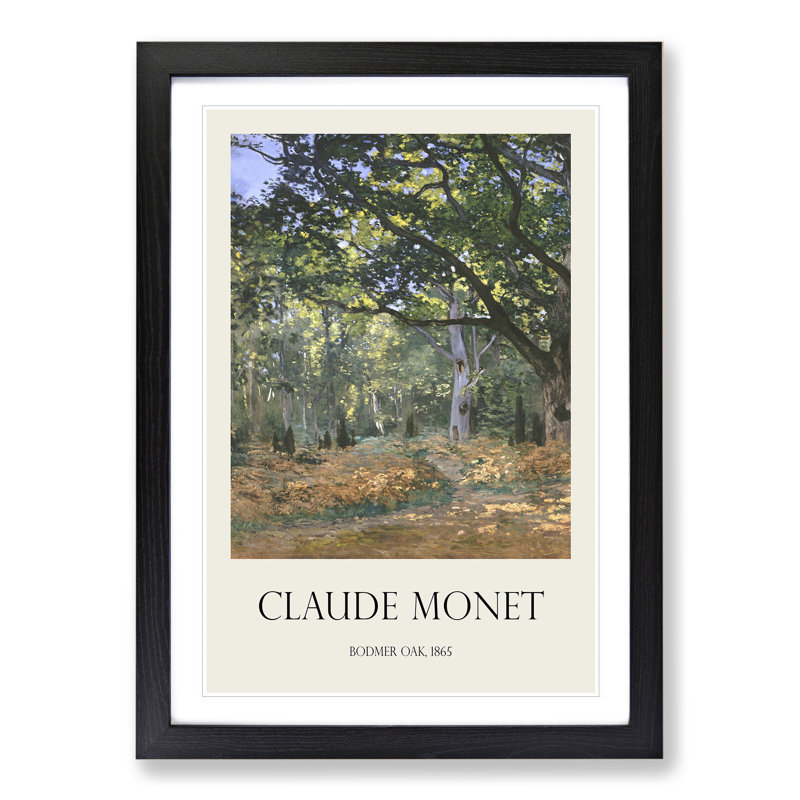 The Bodmer Oak Tree by Claude Monet - Picture Frame Painting, Black Framed, 65cm H x 48cm W x 2cm D