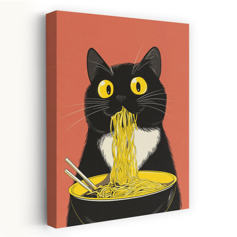 Noodle Cat No 6 by Andreas Magnusson - Wrapped Canvas Print, 60.96 cm H x 40.64 cm W