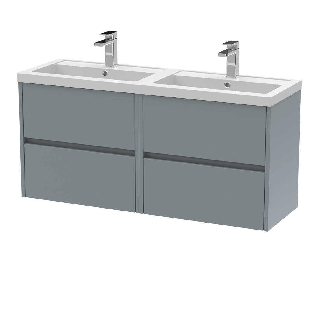 1200mm Wall Mounted Double Bathroom Vanity with Vitreous China Vanity Top