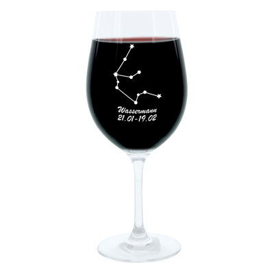 Aquarius Constellation Engraved Wine Glass