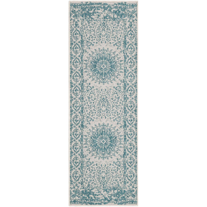 Contemporary Hintz Area Rug Aqua Color, Runner 2' x 6'1"