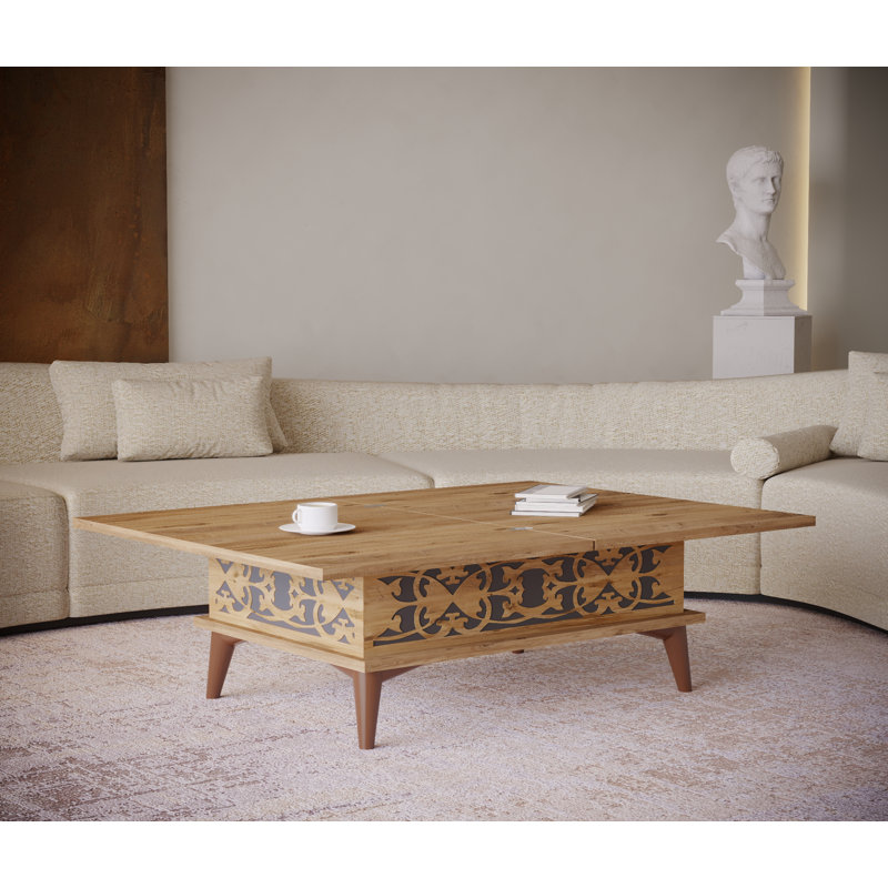 Lift Top Frame Coffee Table with Storage, Brown/Dark Brown